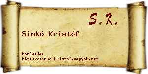 Sinkó Kristóf névjegykártya